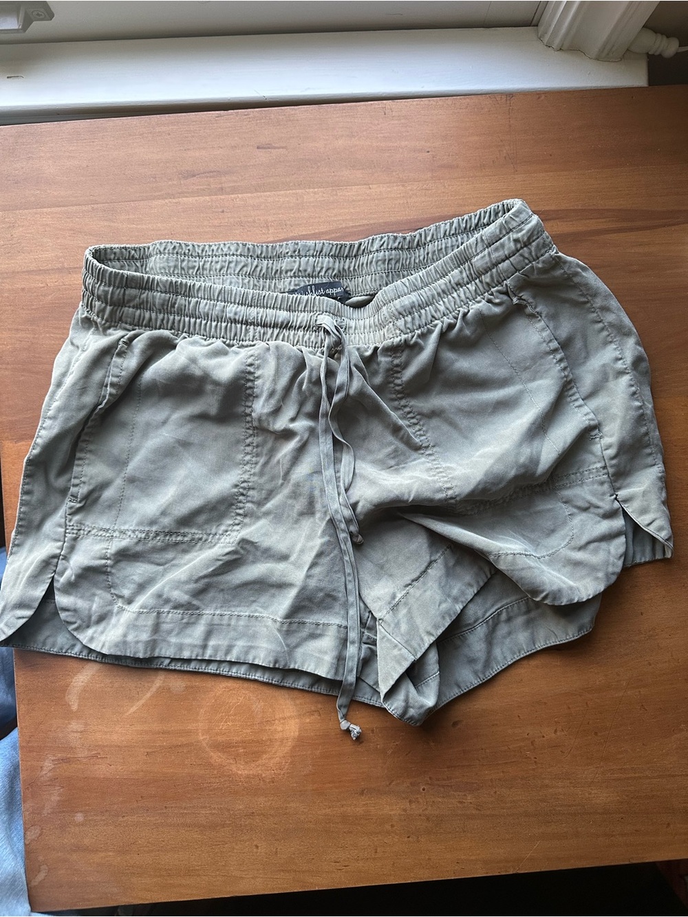 Women's Light Olive Drawstring Athletic Shorts